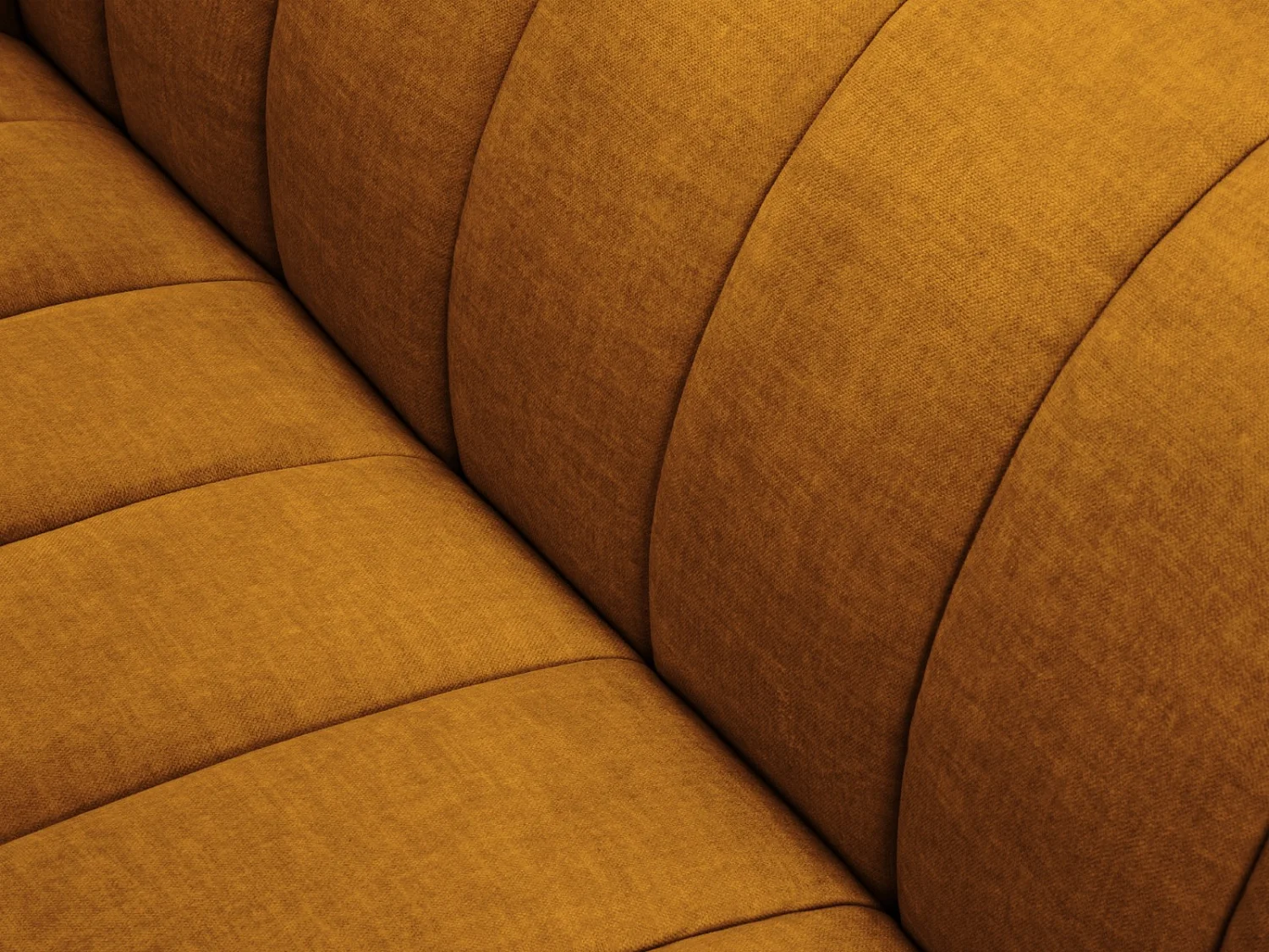 CXL by Christian Lacroix - Canapé d'angle droit "Rita" 5 places en velours moutarde - 289x185x77cm
