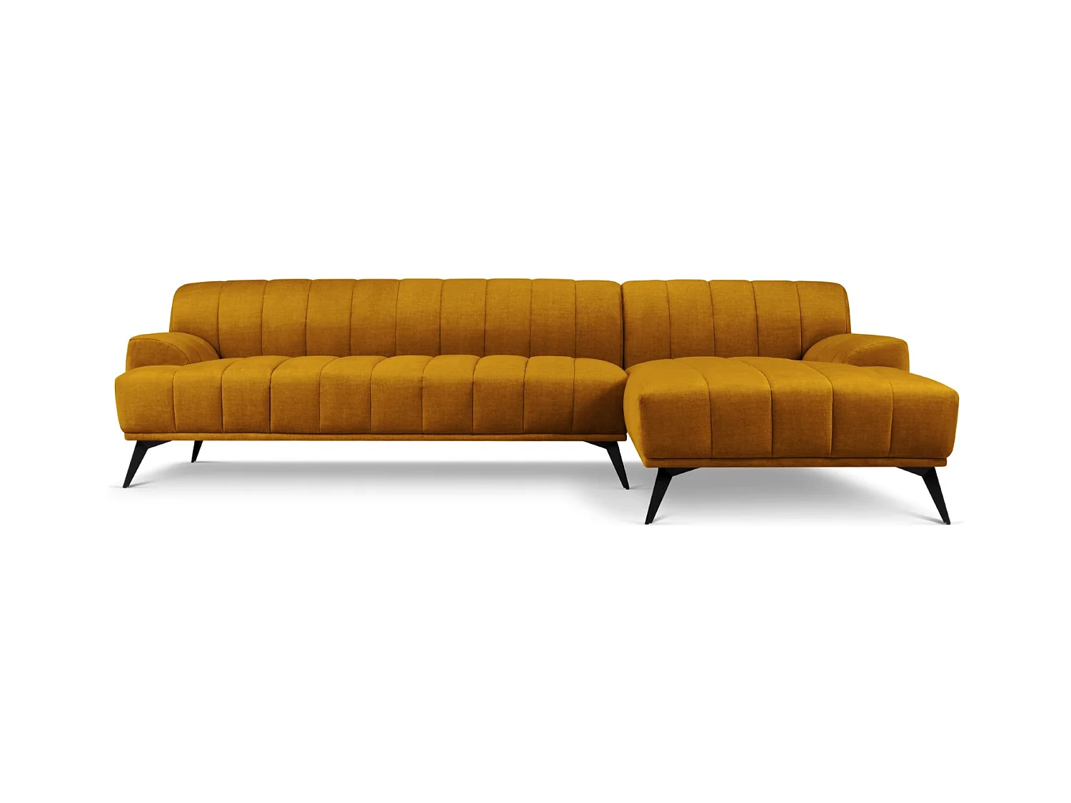 CXL by Christian Lacroix - Rechter hoekbank "Rita" 5 zitplaatsen, Flueel, Mosterd - 289x185x77cm