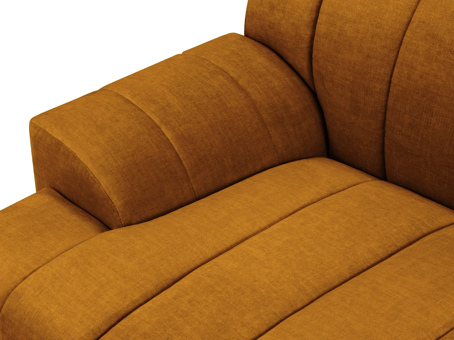 CXL by Christian Lacroix - Sofá de canto direito "Rita" 5 lugares em veludo mostarda - 289x185x77cm
