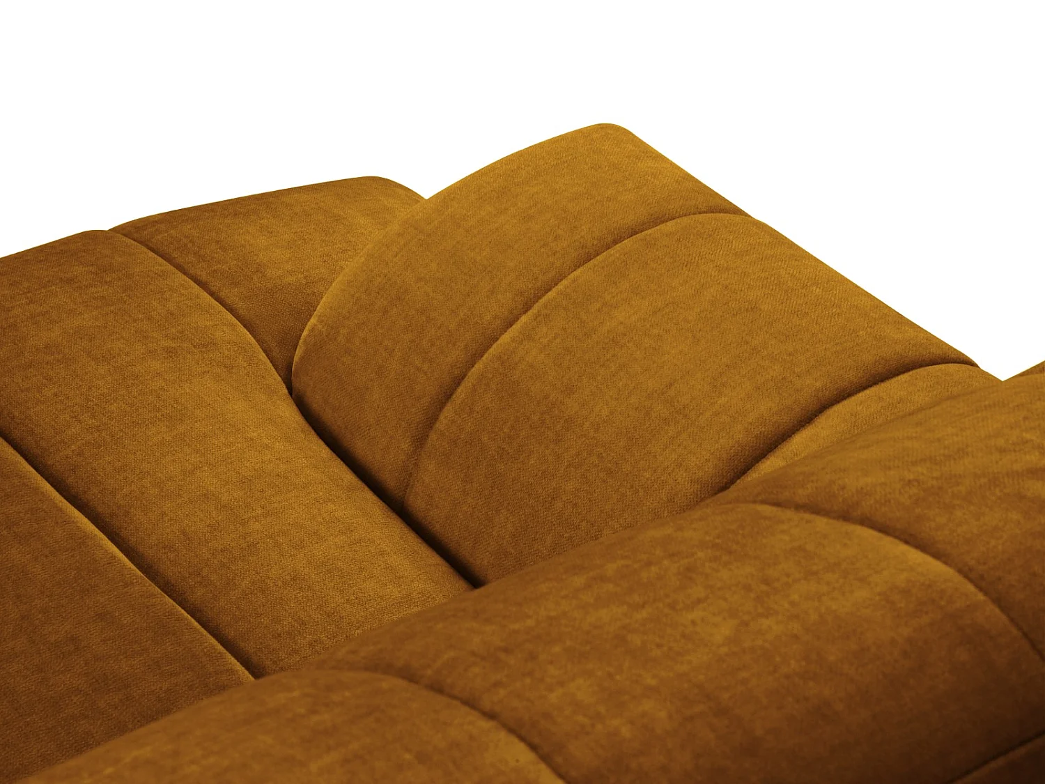 CXL by Christian Lacroix - Sofá de canto direito "Rita" 5 lugares em veludo mostarda - 289x185x77cm