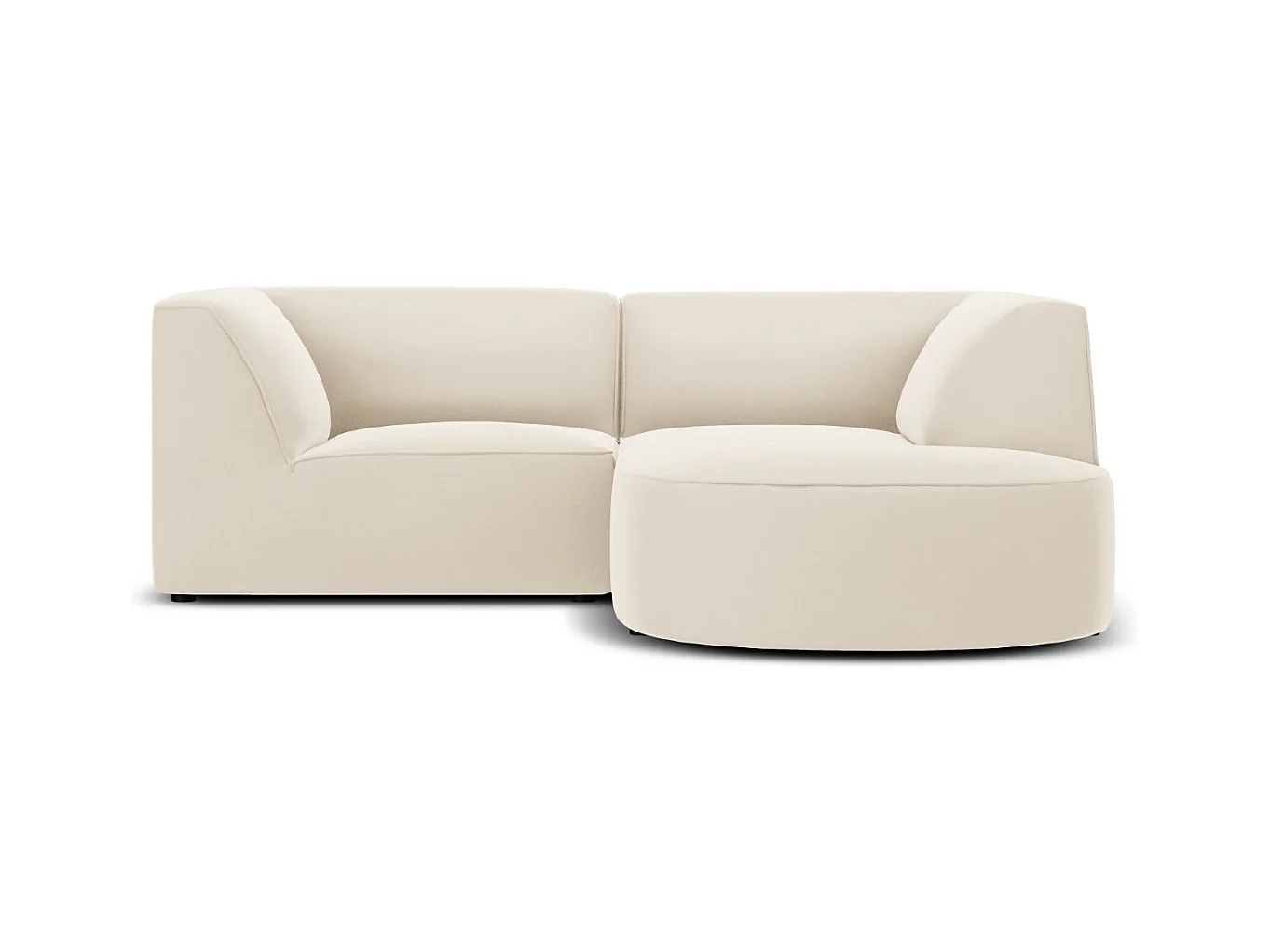 CXL by Christian Lacroix - Canapé d'angle droit "Charles" 3 places en velours beige - 186x180x69cm