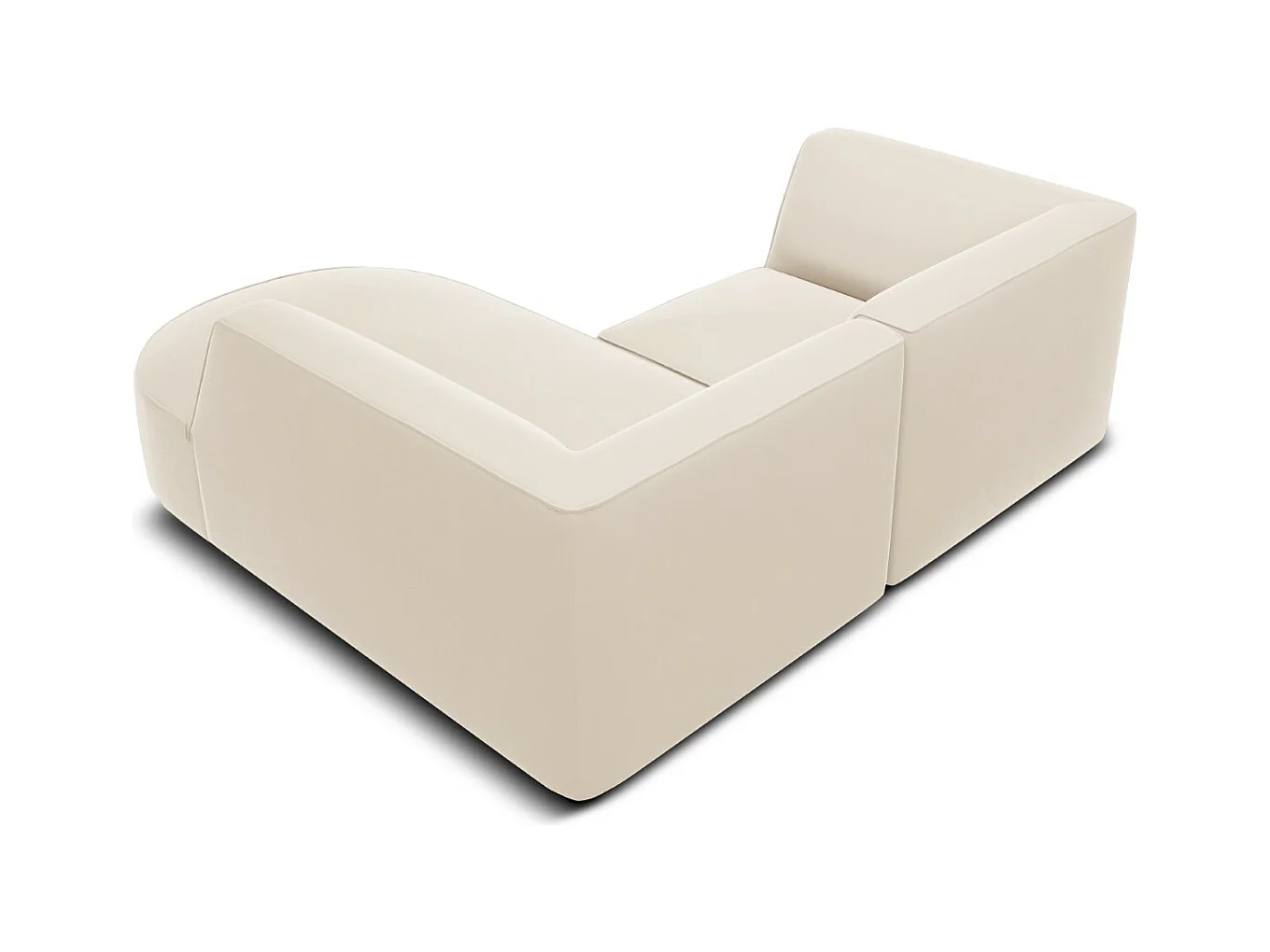 CXL by Christian Lacroix - Canapé d'angle droit "Charles" 3 places en velours beige - 186x180x69cm