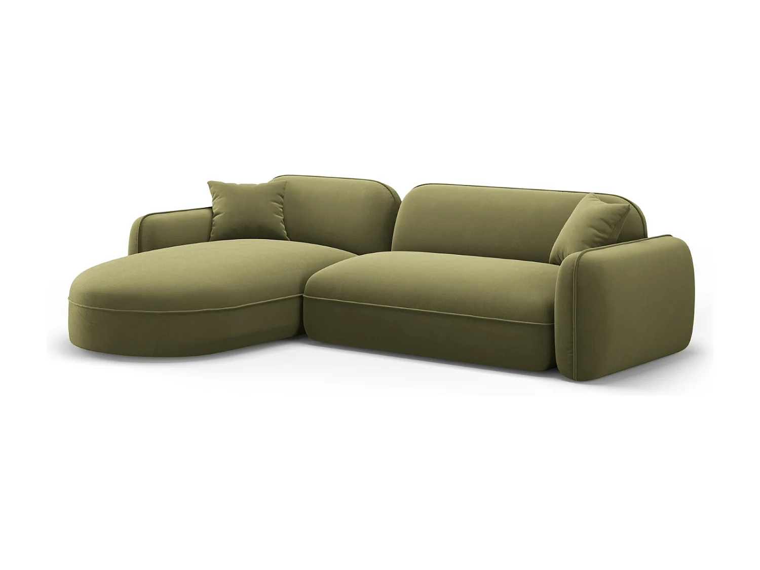 CXL by Christian Lacroix - Divano angolare modulare sinistro "Lucien" 4 posti in velluto verde chiaro - 275x165x70cm