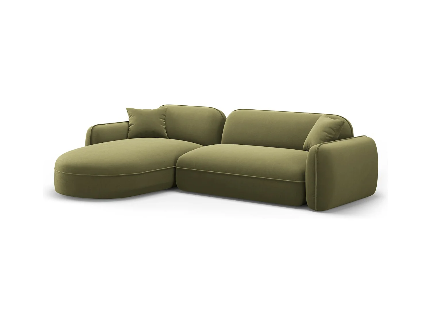 CXL by Christian Lacroix - Canapé d'angle gauche modulable "Lucien" 4 places en velours vert clair - 275x165x70cm