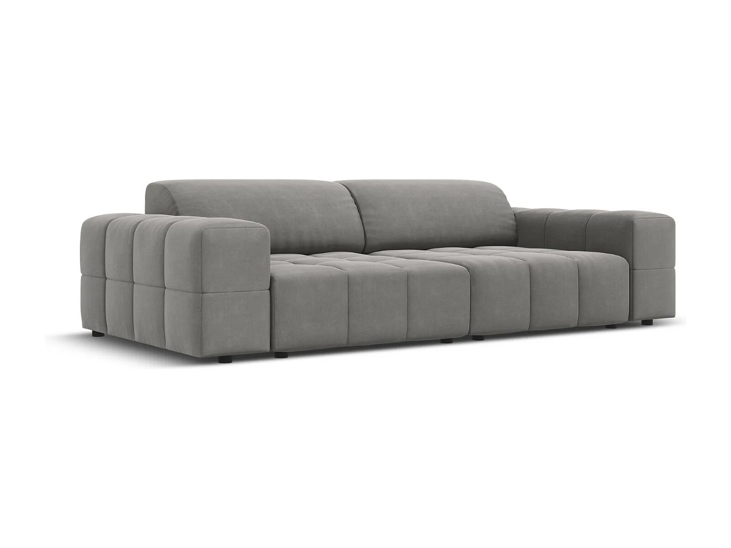 CXL by Christian Lacroix - Sofá "Luc" 3 lugares em veludo cinza claro - 204x102x70cm