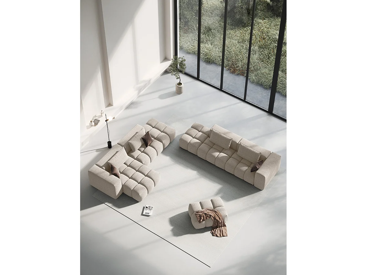 CXL by Christian Lacroix - 4-Sitzer modulares Ecksofa links "Lorella" Sitzer aus strukturiertem Stoff sand - 265x145x70cm