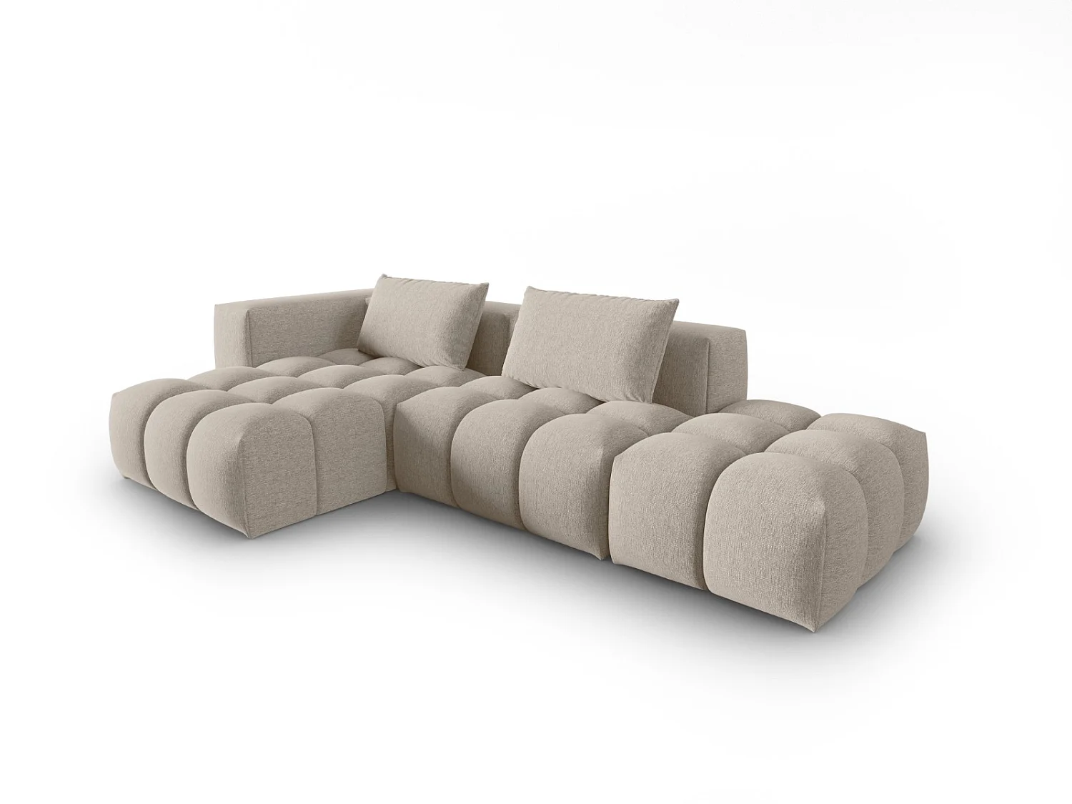 CXL by Christian Lacroix - 4-Sitzer modulares Ecksofa links "Lorella" Sitzer aus strukturiertem Stoff sand - 265x145x70cm