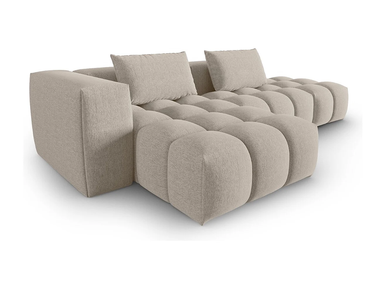 CXL by Christian Lacroix - 4-Sitzer modulares Ecksofa links "Lorella" Sitzer aus strukturiertem Stoff sand - 265x145x70cm