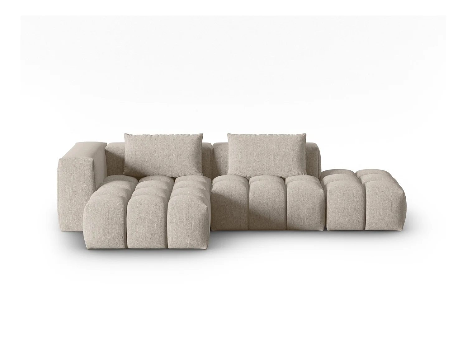 CXL by Christian Lacroix - Canapé d'angle gauche modulable "Lorella" 4 places en tissu structurel le sable - 265x145x70cm