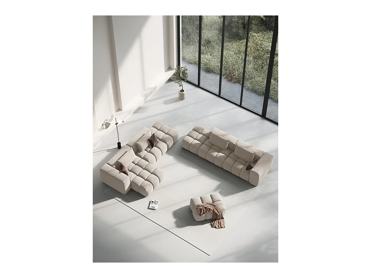 CXL by Christian Lacroix - Canapé d'angle gauche modulable "Lorella" 4 places en tissu structurel le sable - 265x145x70cm