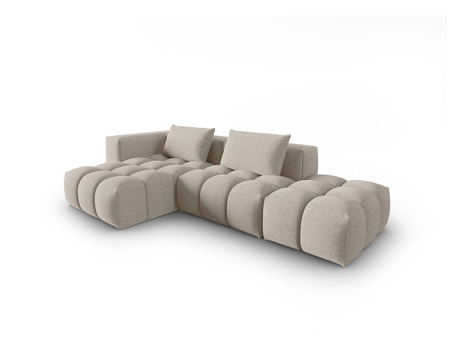 CXL by Christian Lacroix - Canapé d'angle gauche modulable "Lorella" 4 places en tissu structurel le sable - 265x145x70cm