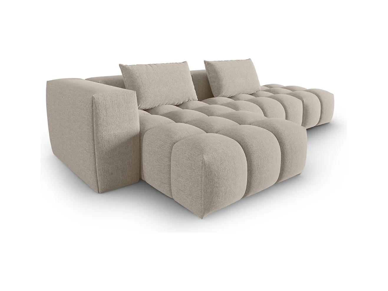 CXL by Christian Lacroix - Canapé d'angle gauche modulable "Lorella" 4 places en tissu structurel le sable - 265x145x70cm