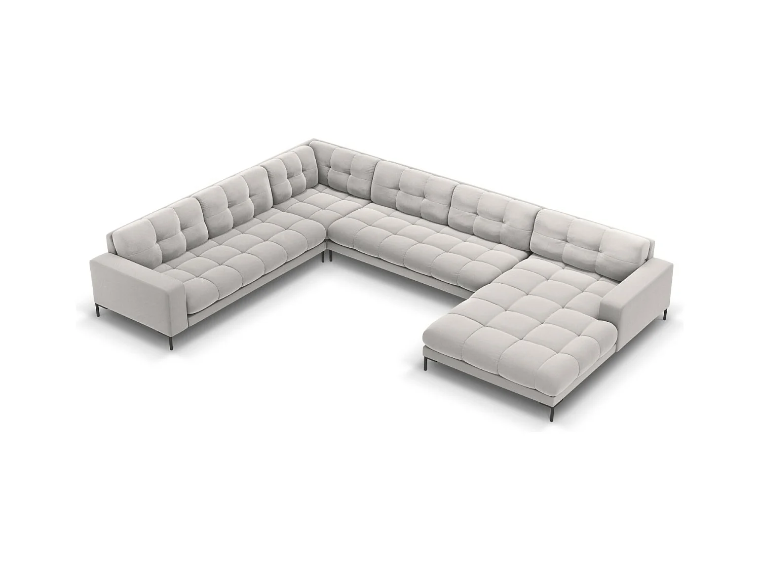 Cosmopolitan Design - Panoramische hoekbank links "Bali" 7 zitplaatsen, Flueel, Geld - 327x256x75cm