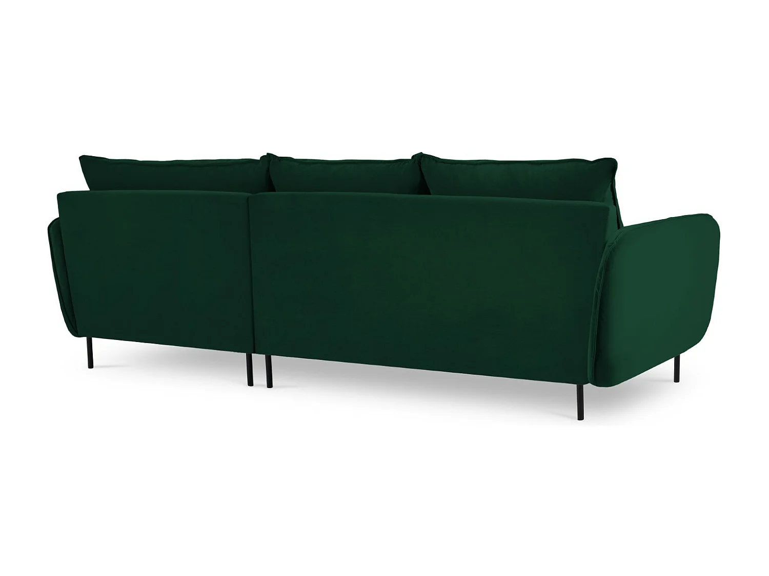 Cosmopolitan Design - Sofá esquinero derecho "Vienna" 5 plazas de terciopelo verde botella - 255x170x95cm