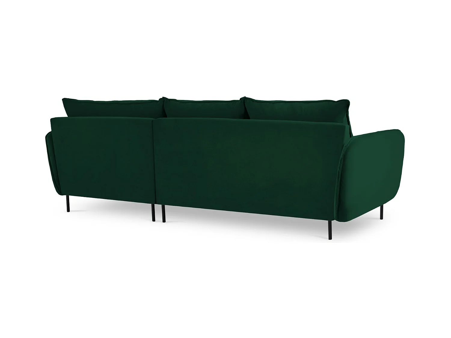 Cosmopolitan Design - Canapé d'angle droit "Vienna" 5 places en velours vert bouteille - 255x170x95cm