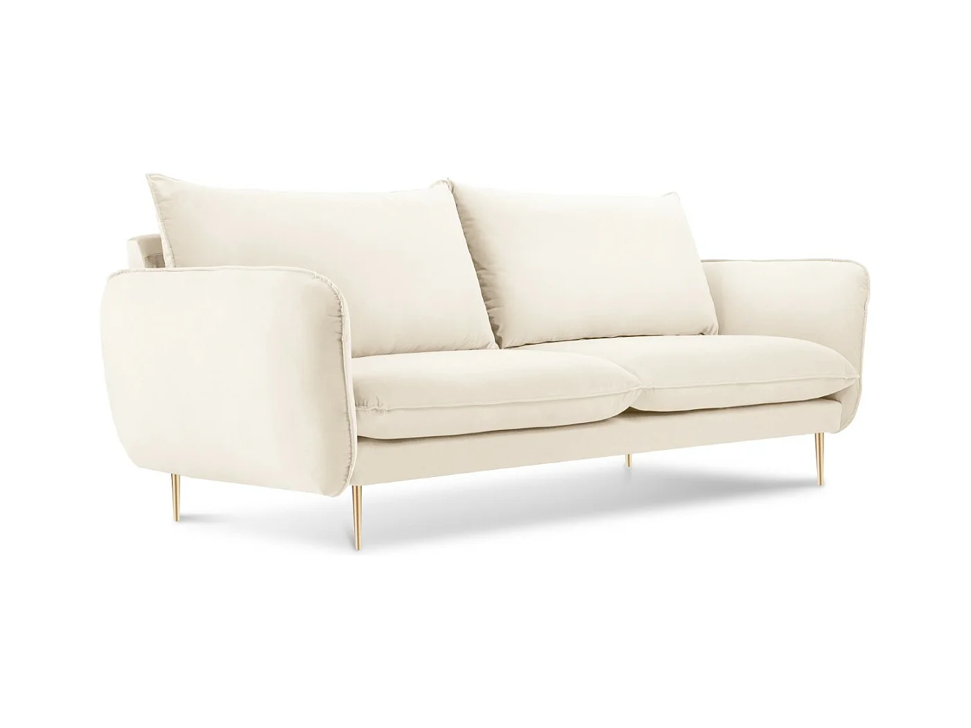 Cosmopolitan Design - Canapé "Vienna" 2 places en velours beige clair - 160x92x95cm