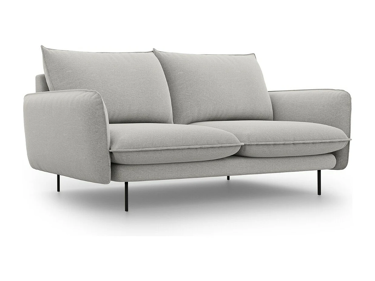 Cosmopolitan Design - Sofa, "Vienna" 2 miejsca tkanina strukturalna, szary jasny - 160x92x95cm