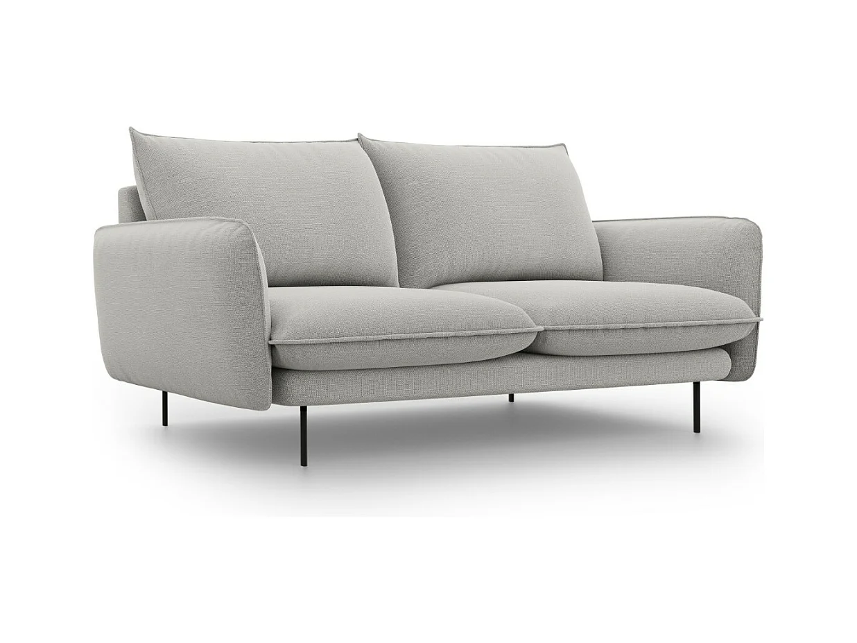 Cosmopolitan Design - Canapé "Vienna" 2 places en tissu structurel gris clair - 160x92x95cm
