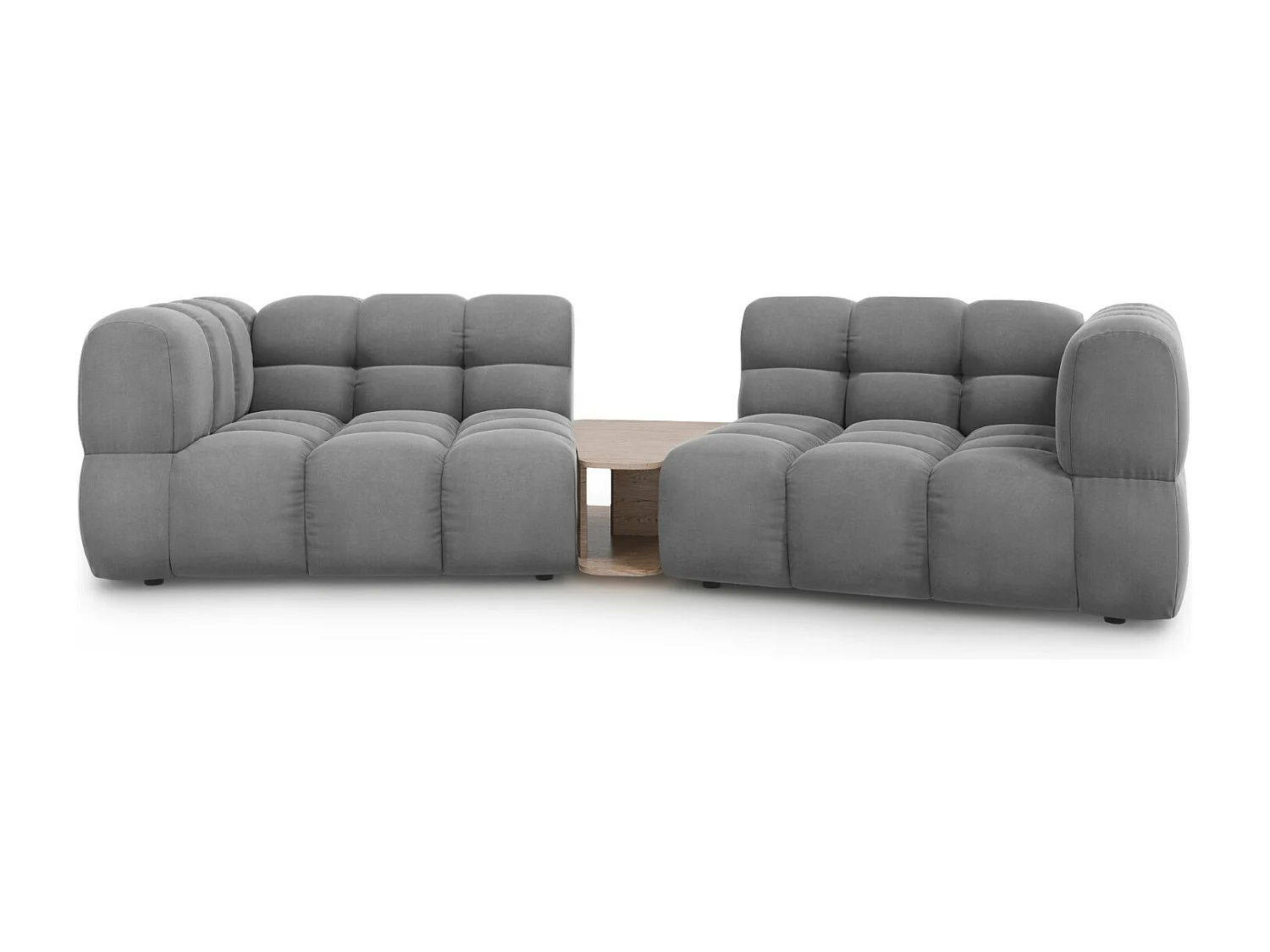 Cosmopolitan Design - 2-Sitzer modulares Sofa "Sky" aus Samt hellgrau - 280x148x75cm