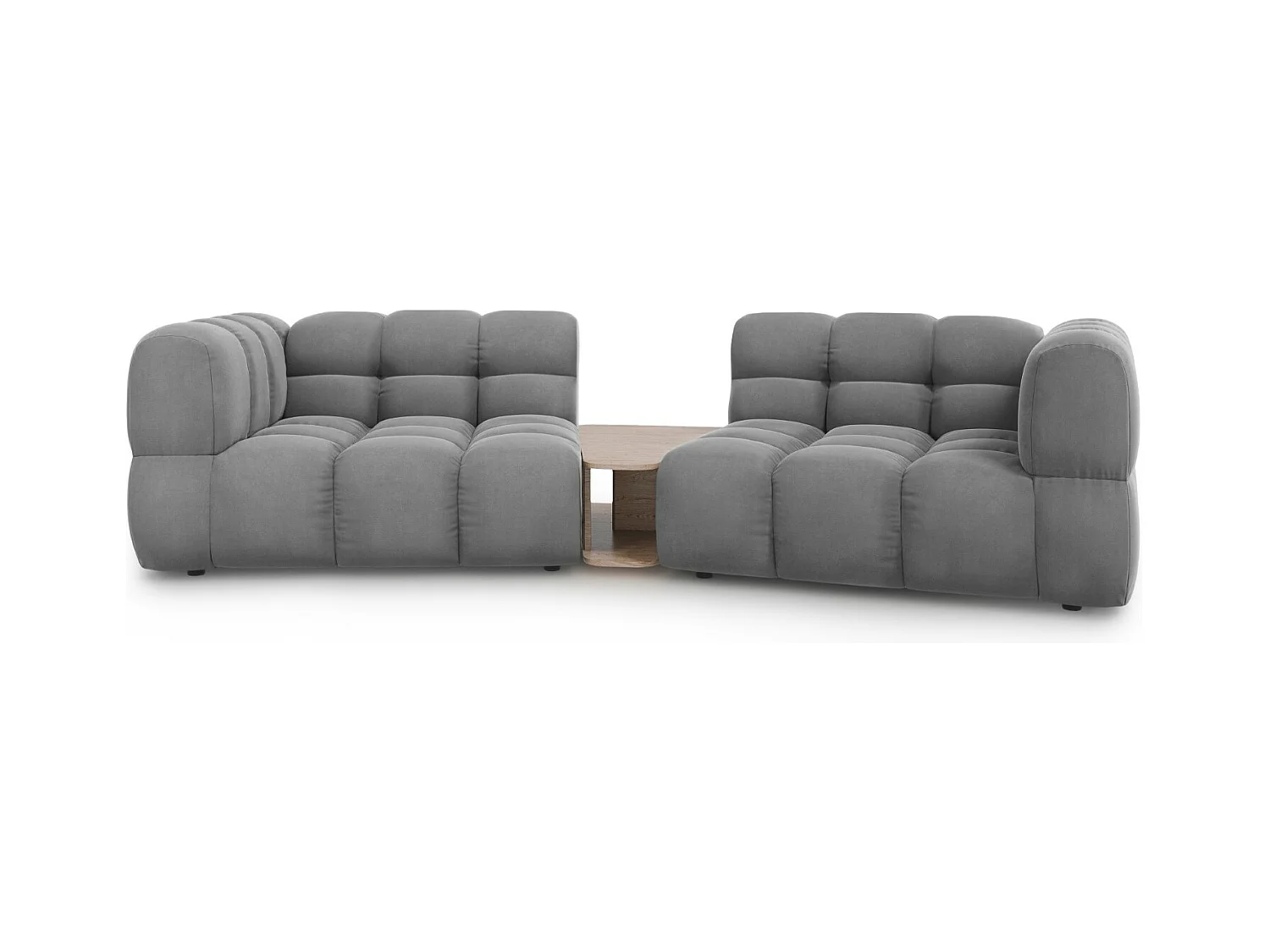 Cosmopolitan Design - Canapé modulable "Sky" 2 places en velours gris clair - 280x148x75cm