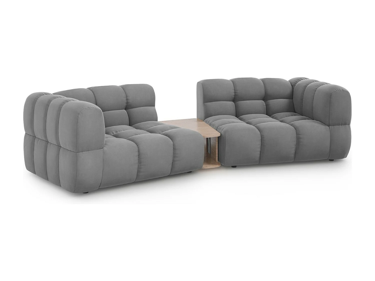 Cosmopolitan Design - Sofá modular "Sky" 2 lugares em veludo cinza claro - 280x148x75cm