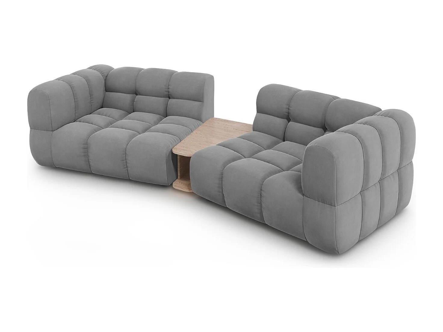 Cosmopolitan Design - Sofá modular "Sky" 2 lugares em veludo cinza claro - 280x148x75cm