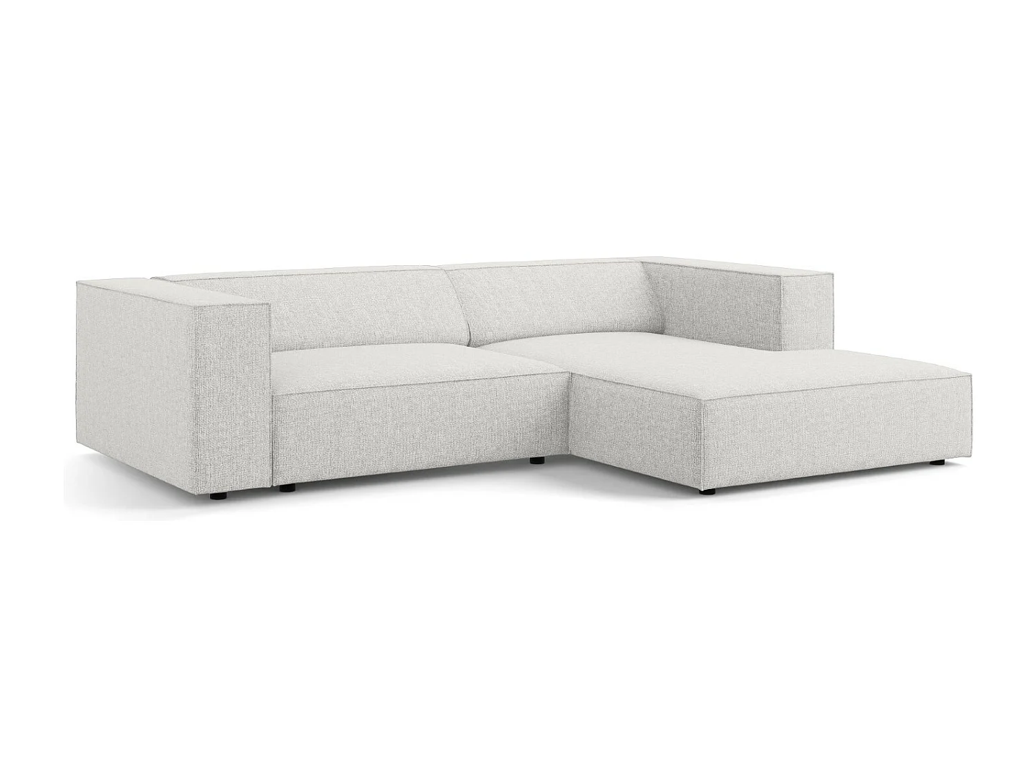 Cosmopolitan Design - Rechter hoekbank "Arendal" 3 zitplaatsen, Chenille, Lichtgrijs - 224x166x70cm