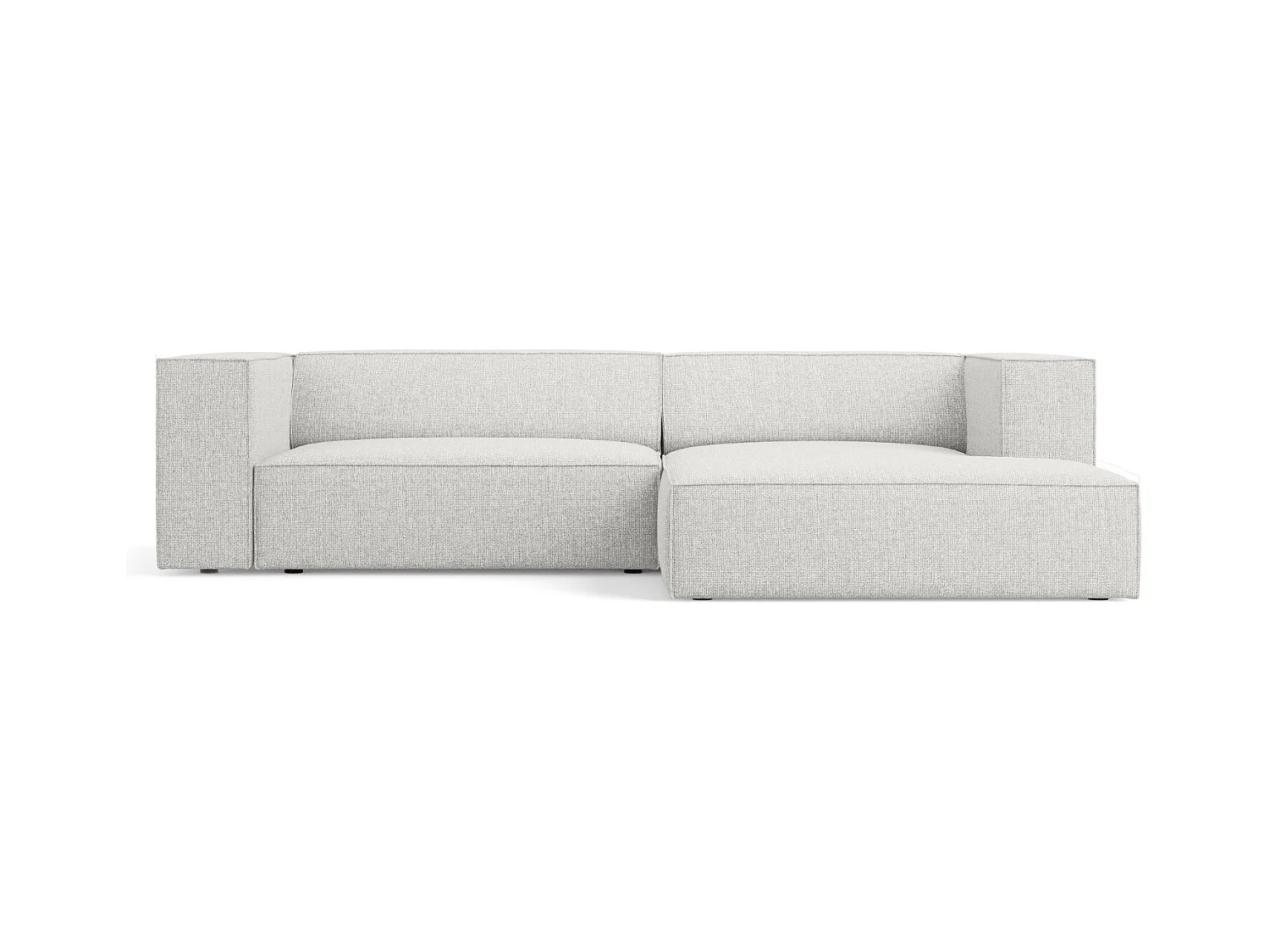Cosmopolitan Design - Rechter hoekbank "Arendal" 3 zitplaatsen, Chenille, Lichtgrijs - 224x166x70cm