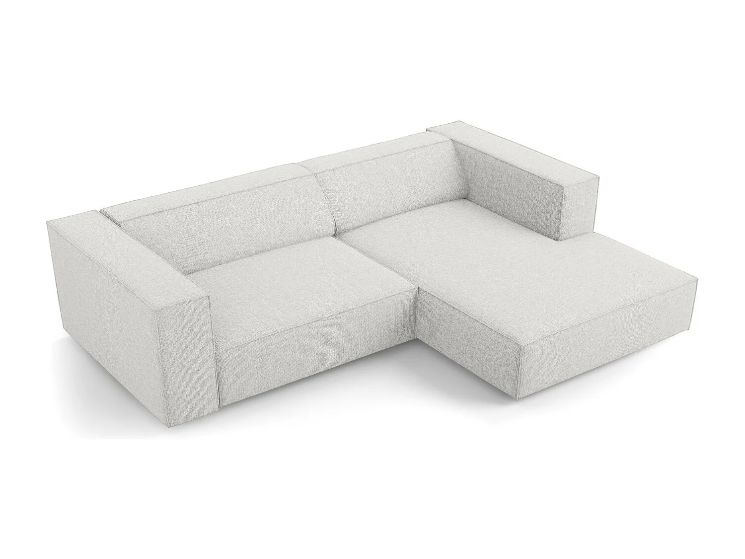 Cosmopolitan Design - Sofá de canto direito "Arendal" 3 lugares em tecido chenille cinza claro - 224x166x70cm