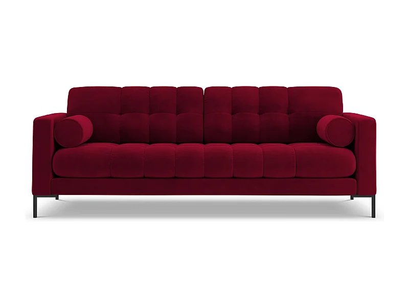 Cosmopolitan Design - 3-Sitzer Sofa "Bali" aus Samt rot - 177x92x75cm