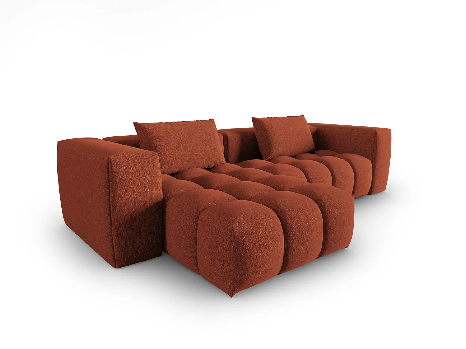 CXL by Christian Lacroix - Modulaire hoekbank links "Lorella" 3 zitplaatsen, Structurele stof, Koraal - 260x145x70cm