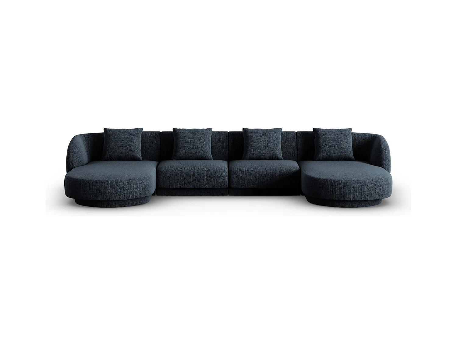 Cosmopolitan Design - Panoramische bank "Tulum" 5 zitplaatsen, Chenille, Koningsblauw - 330x156x70cm