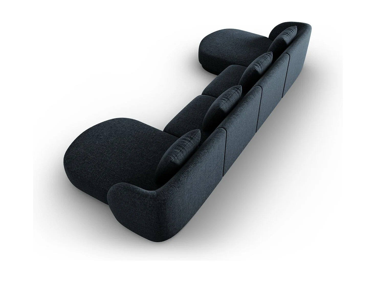 Cosmopolitan Design - Canapé panoramique "Tulum" 5 places en chenille bleu roi - 330x156x70cm