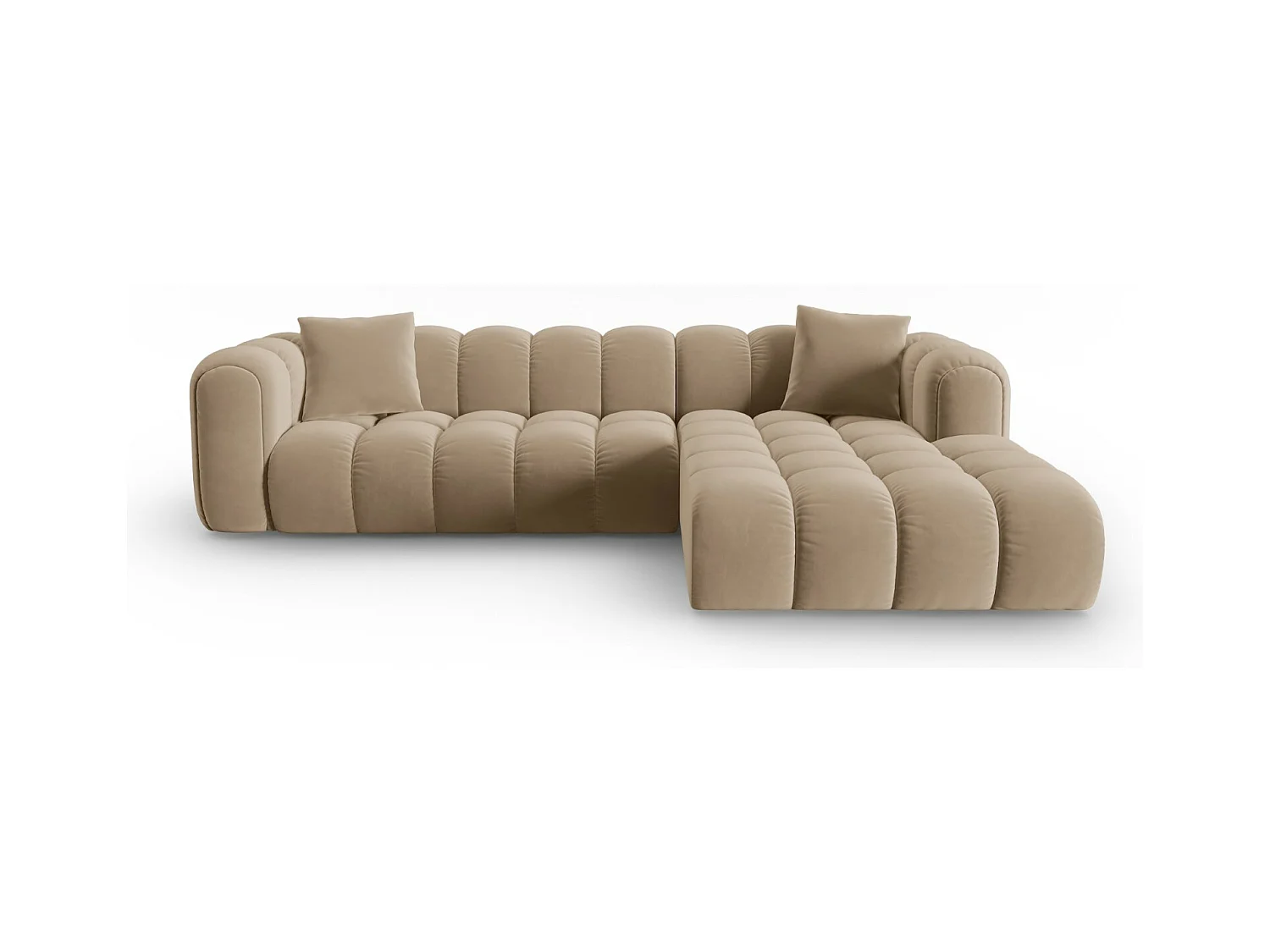 CXL by Christian Lacroix - Modulaire hoekbank rechts "Clotilde" 4 zitplaatsen, Flueel, Zand - 306x190x70cm