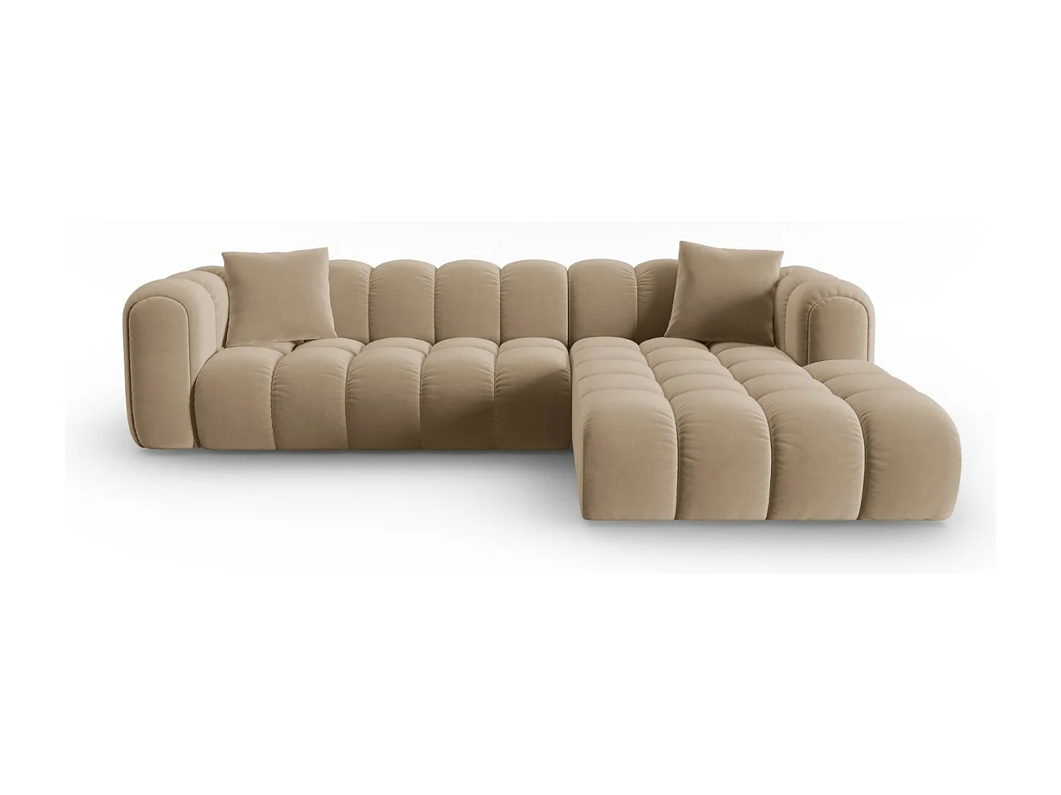 CXL by Christian Lacroix - Narożnik prawy panoramiczny, "Clotilde" 4 miejsca welur, piasek - 306x190x70cm