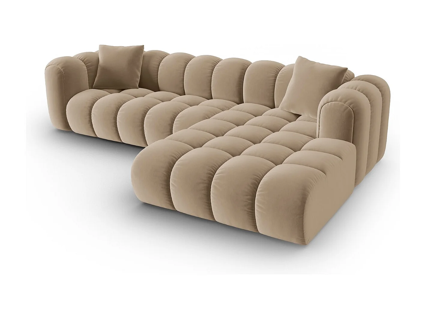 CXL by Christian Lacroix - Narożnik prawy panoramiczny, "Clotilde" 4 miejsca welur, piasek - 306x190x70cm