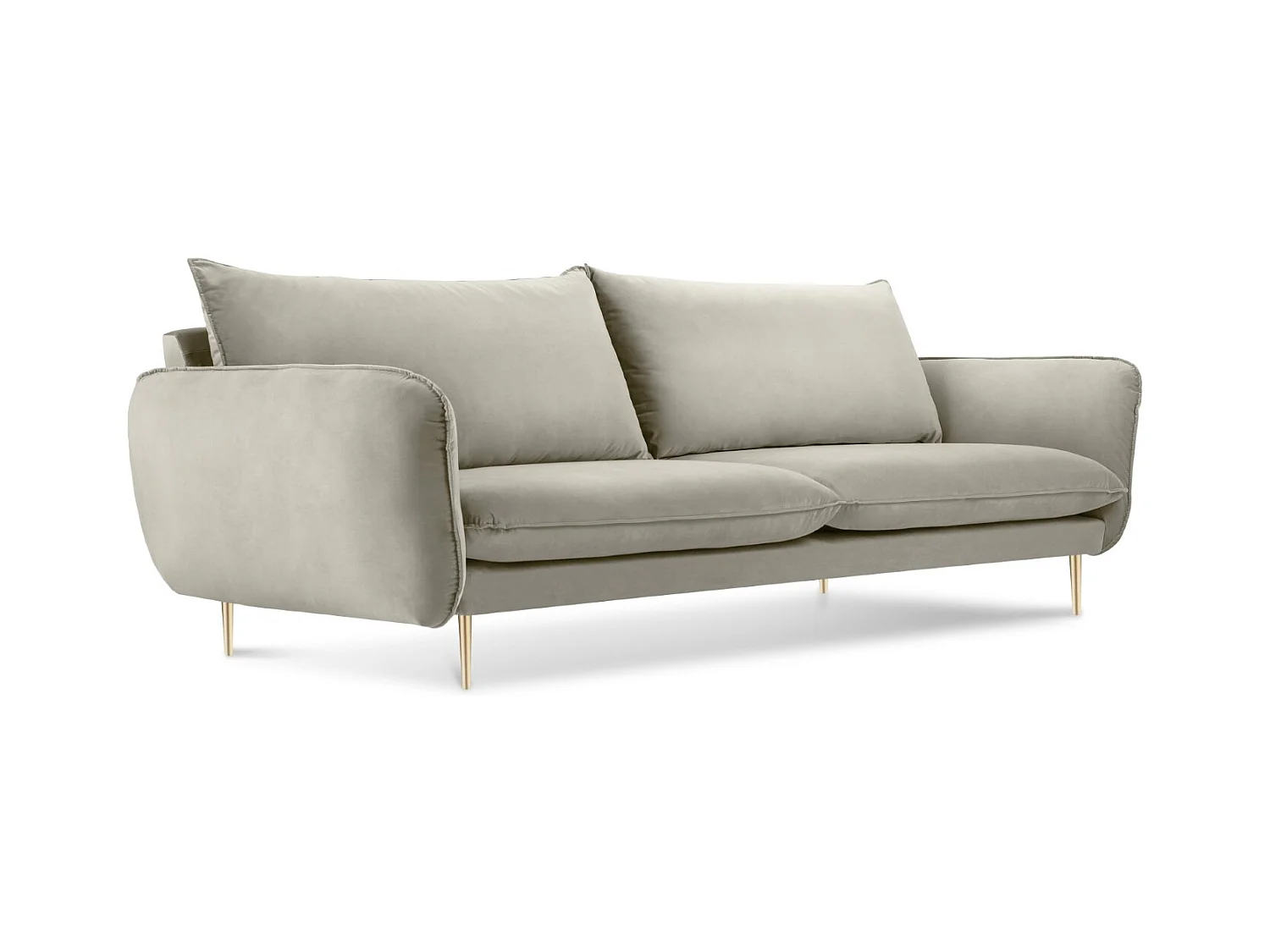 Cosmopolitan Design - Canapé "Vienna" 4 places en velours beige - 230x92x95cm