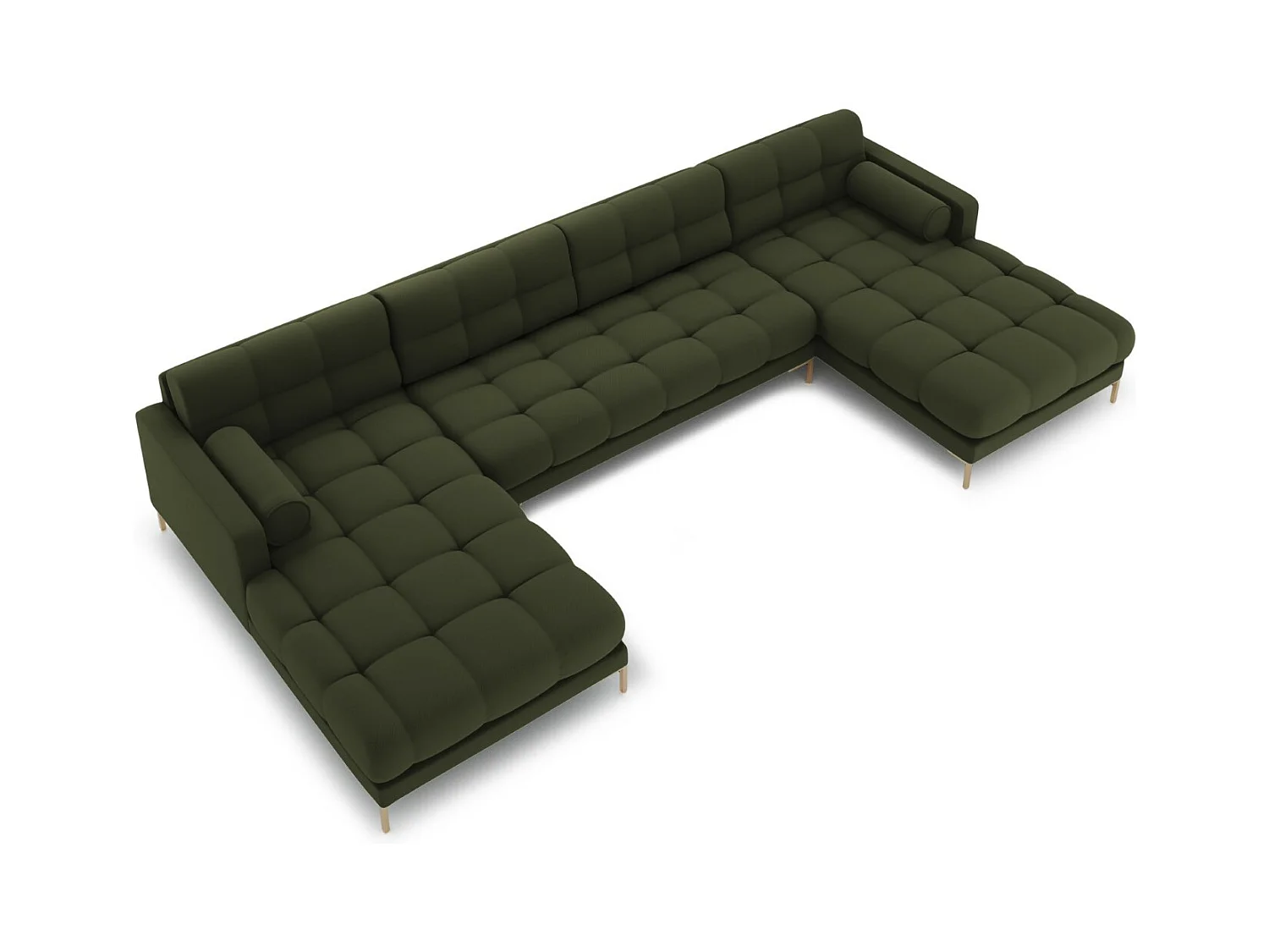 Cosmopolitan Design - Panoramische bank "Bali" 7 zitplaatsen, Structurele stof, Groente - 383x185x75cm