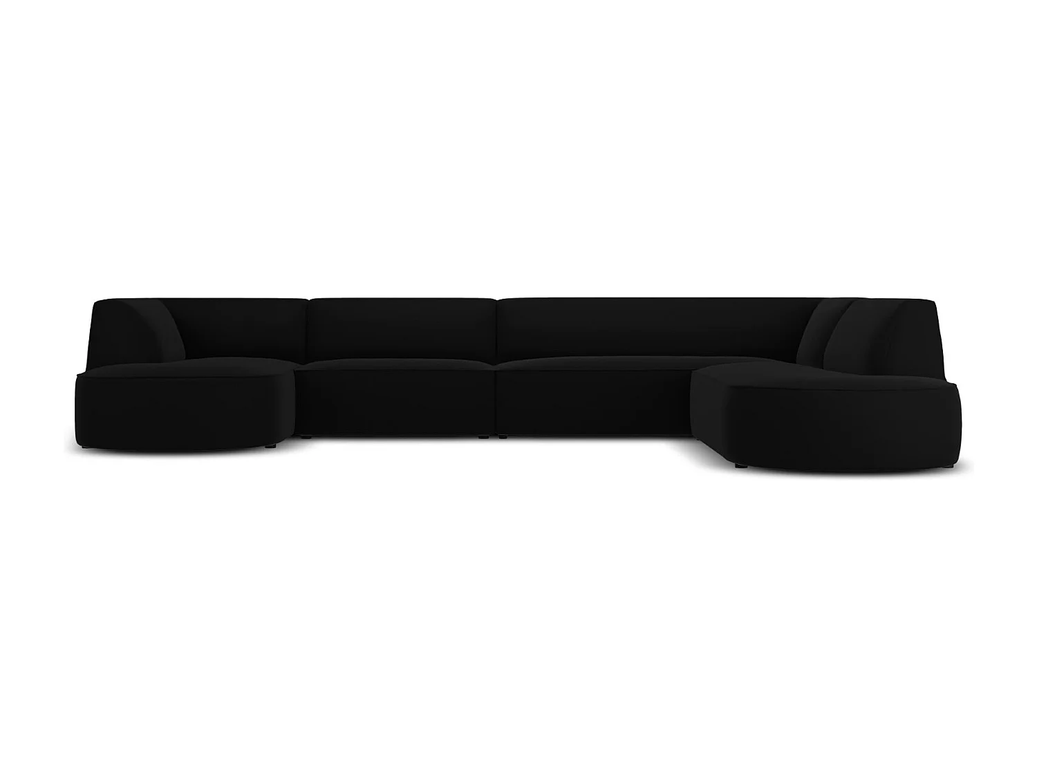 CXL by Christian Lacroix - Canapé d'angle droit panoramique "Charles" 7 places en velours noir - 366x273x69cm