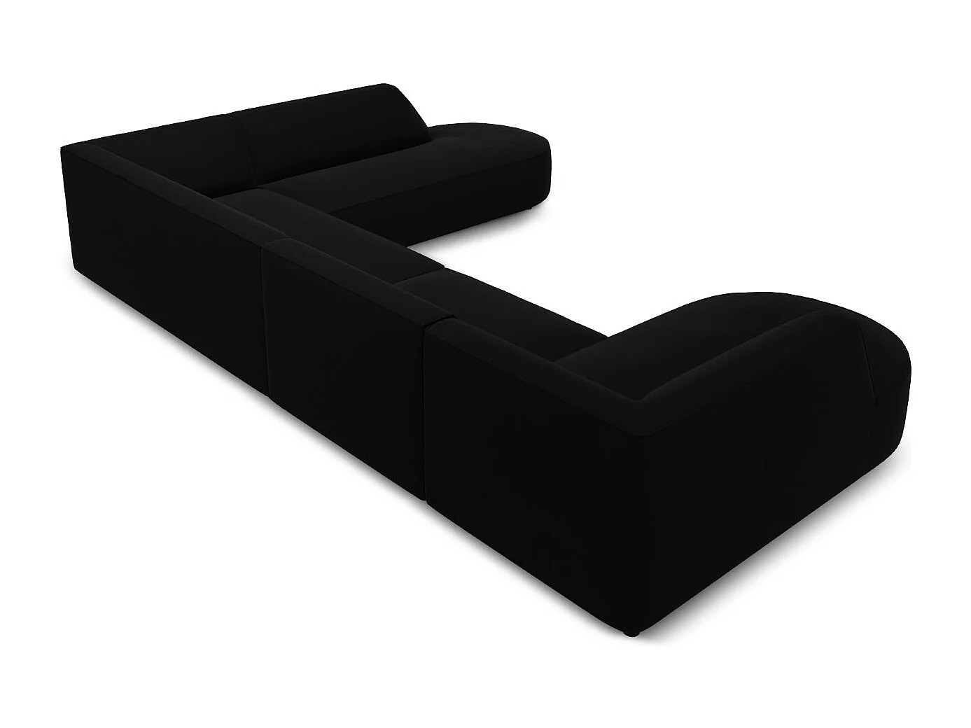 CXL by Christian Lacroix - Canapé d'angle droit panoramique "Charles" 7 places en velours noir - 366x273x69cm