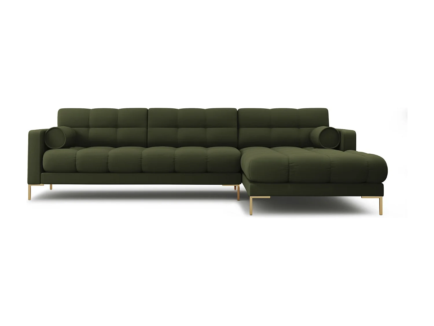 Cosmopolitan Design - Canapé d'angle droit "Bali" 5 places en tissu structurel vert - 293x185x75cm