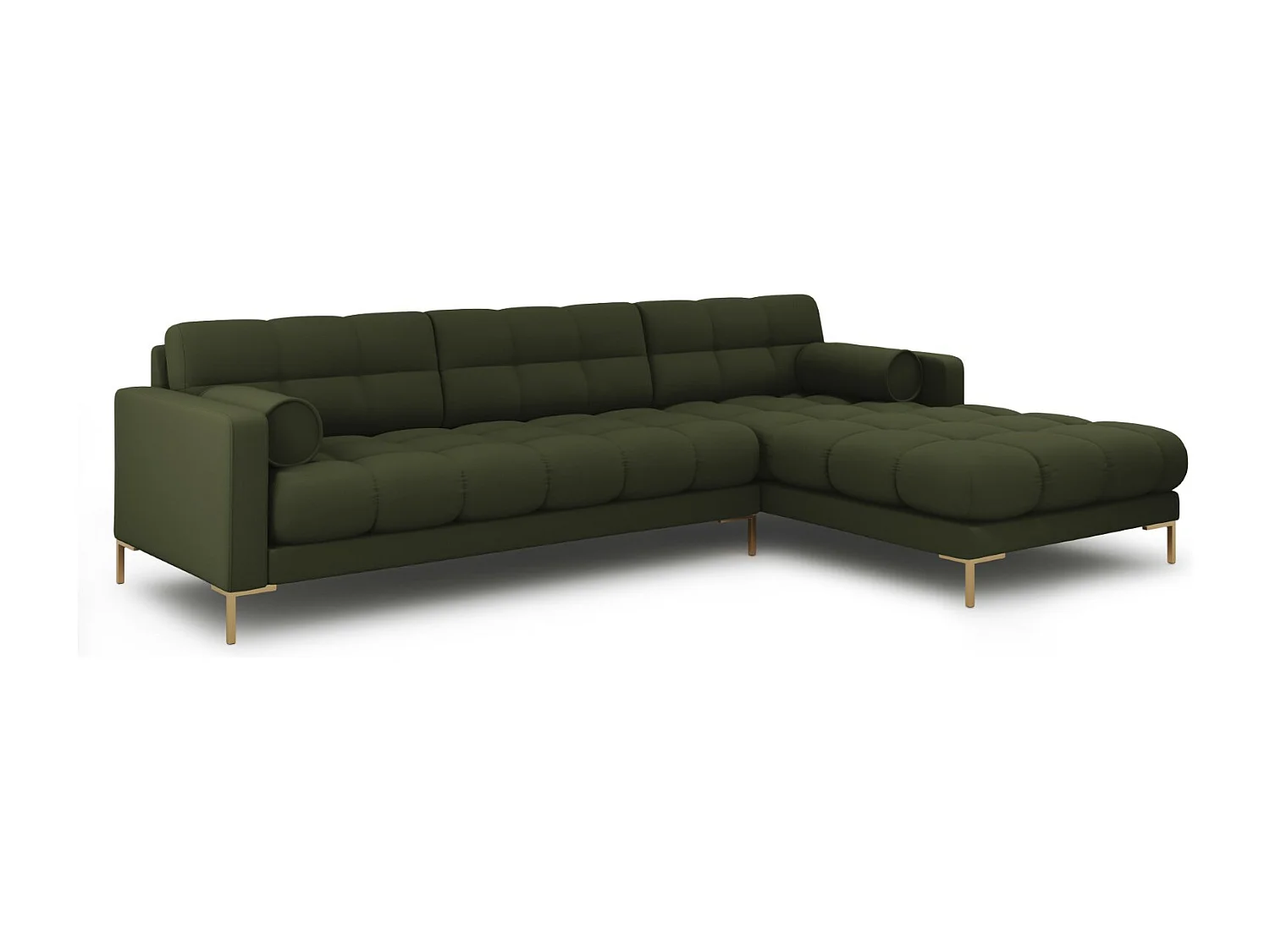 Cosmopolitan Design - Canapé d'angle droit "Bali" 5 places en tissu structurel vert - 293x185x75cm