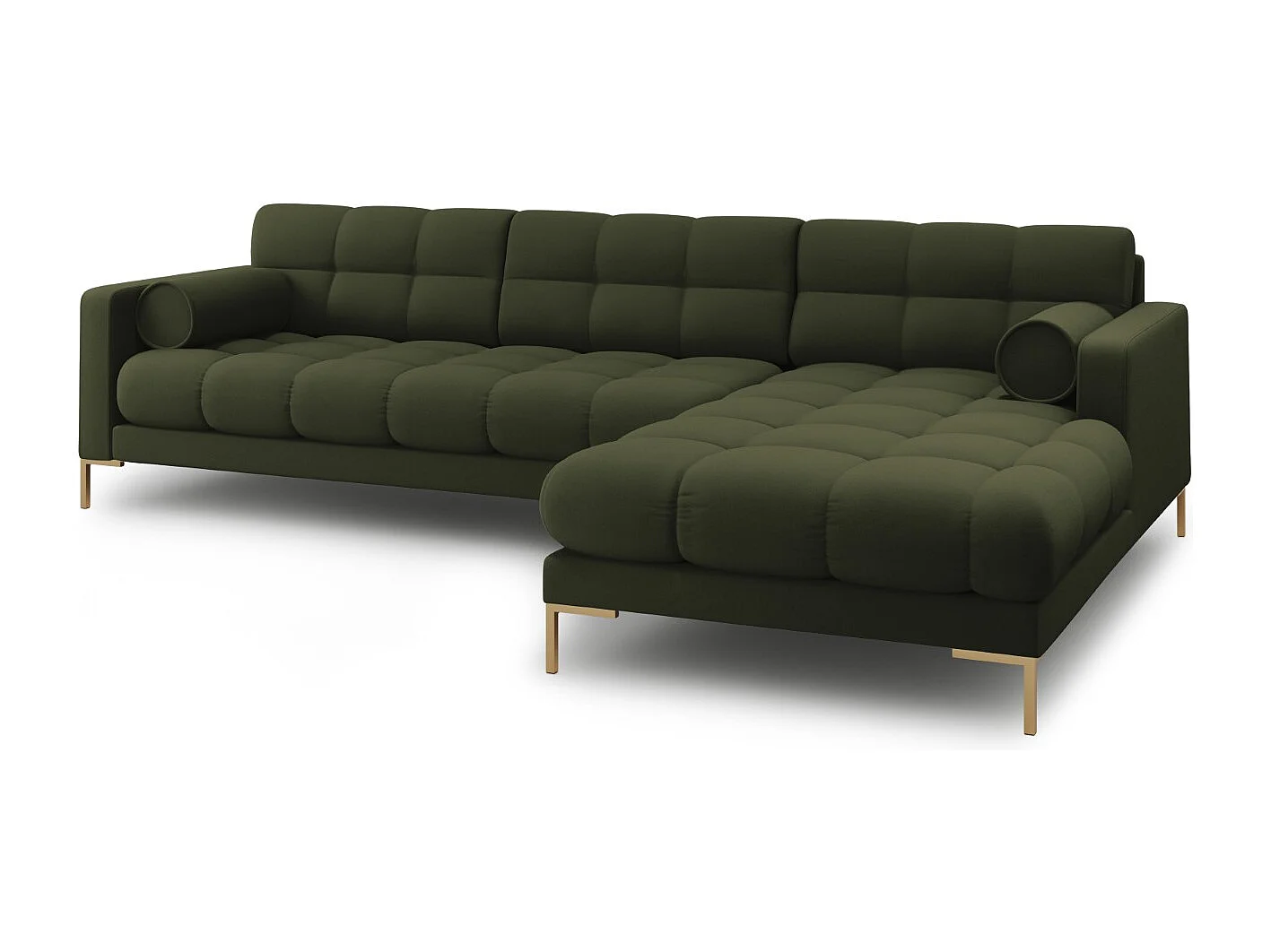 Cosmopolitan Design - Canapé d'angle droit "Bali" 5 places en tissu structurel vert - 293x185x75cm