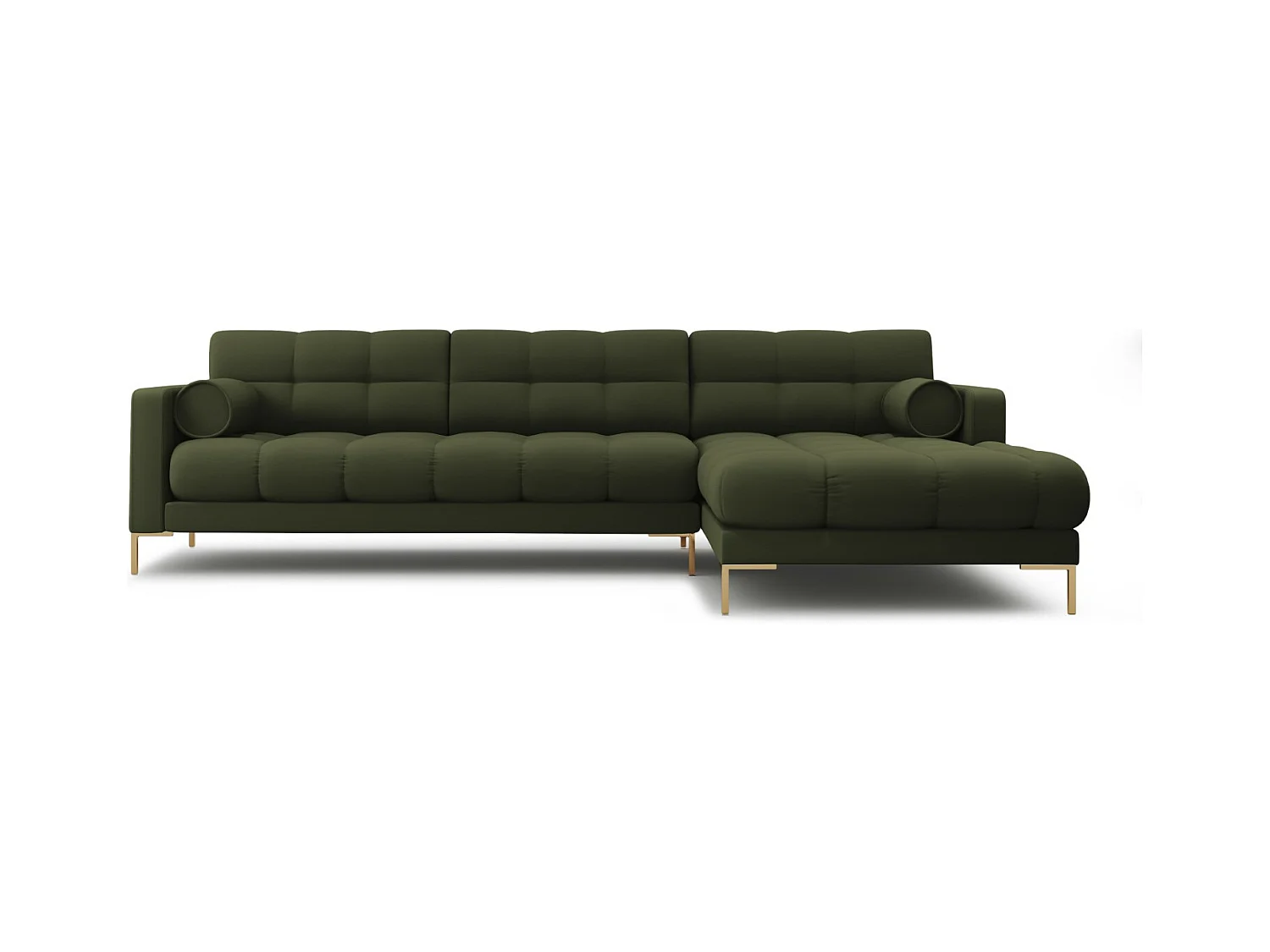 Cosmopolitan Design - Canapé d'angle droit "Bali" 5 places en tissu structurel vert - 293x185x75cm