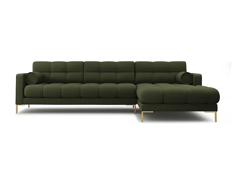 Cosmopolitan Design - Sofá de canto direito "Bali" 5 lugares em tecido estrutural verde - 293x185x75cm