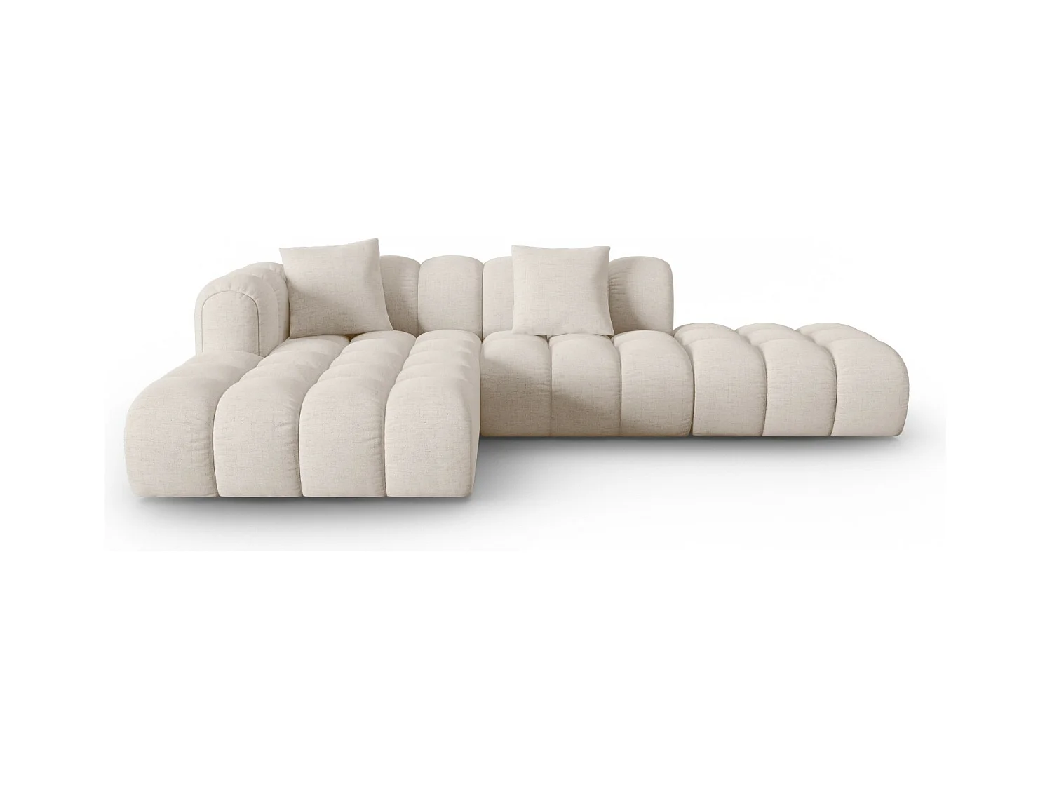 CXL by Christian Lacroix - Modulaire hoekbank links "Clotilde" 4 zitplaatsen, Structurele stof, Beige - 309x190x70cm