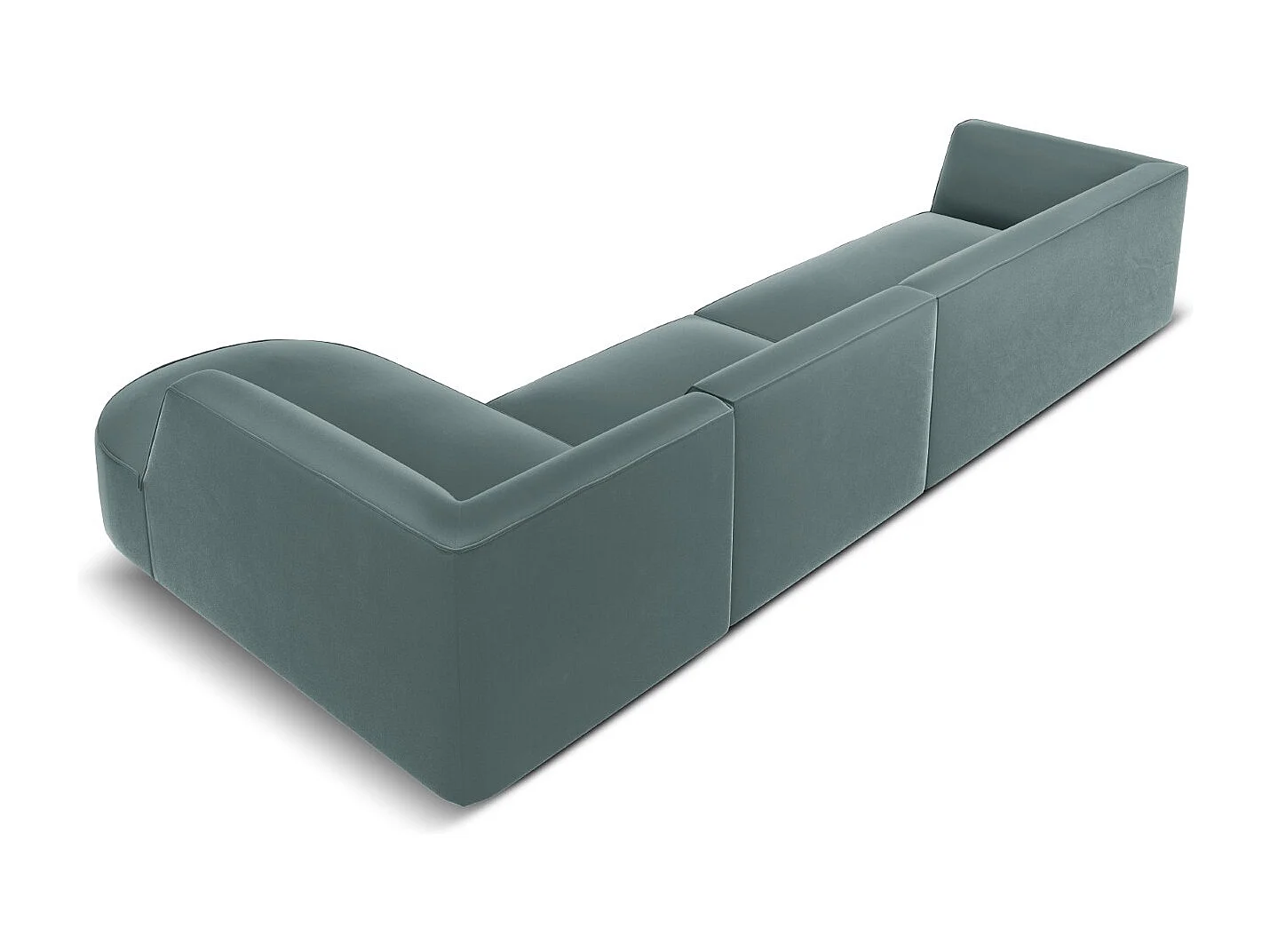 CXL by Christian Lacroix - Sofá de canto direito "Charles" 5 lugares em veludo hortelã - 366x180x69cm