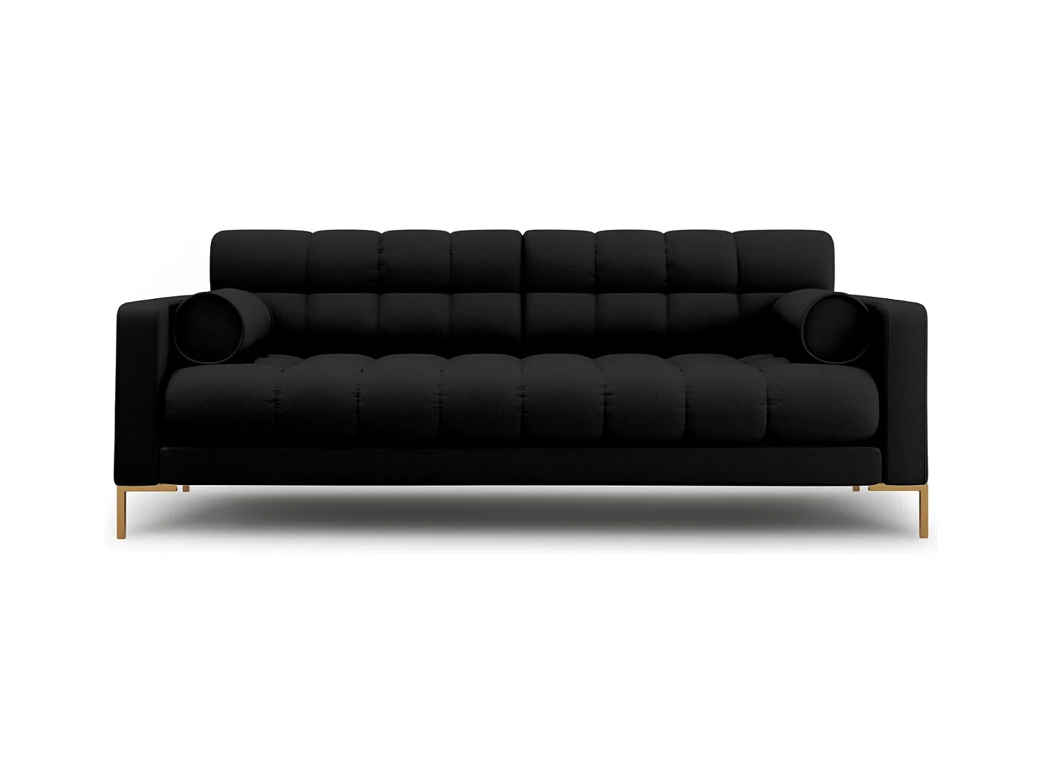 Cosmopolitan Design - Bank "Bali" 4 zitplaatsen, Structurele stof, Zwart - 217x92x75cm