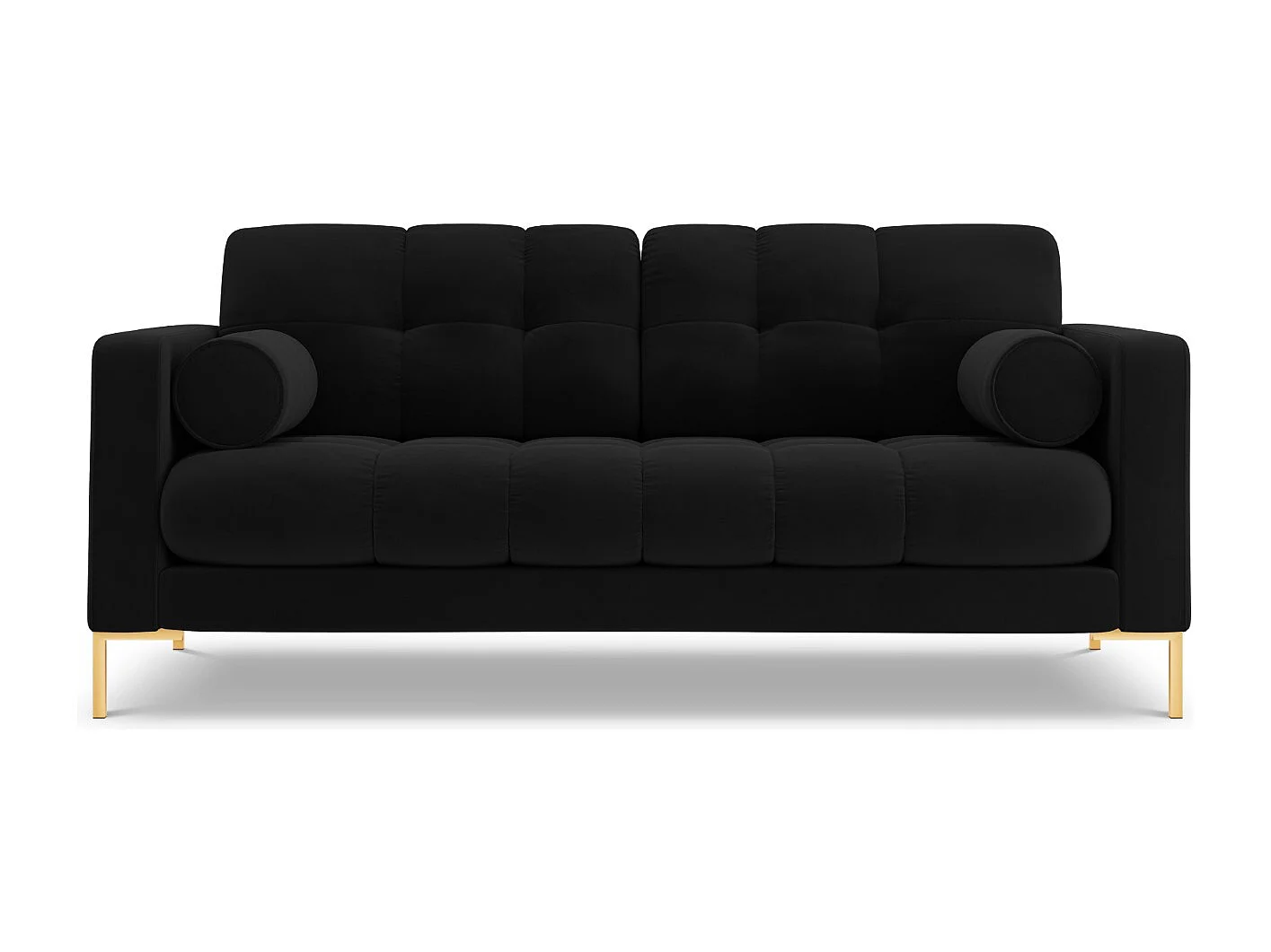 Cosmopolitan Design - 2-Sitzer Sofa "Bali" aus Samt schwarz - 152x92x75cm
