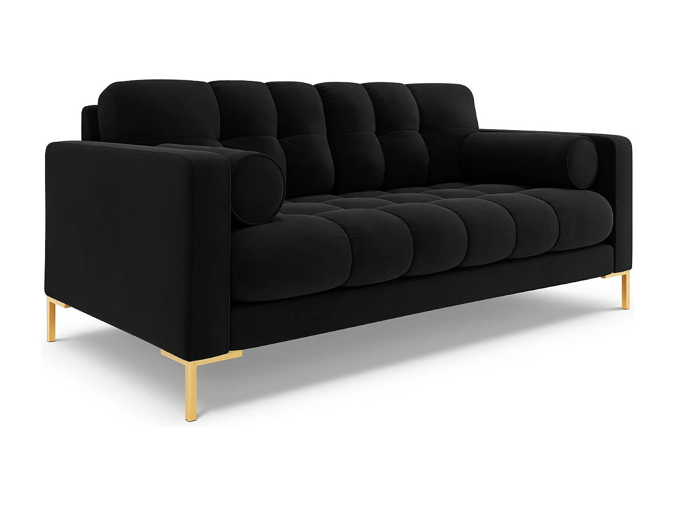 Cosmopolitan Design - 2-Sitzer Sofa "Bali" aus Samt schwarz - 152x92x75cm
